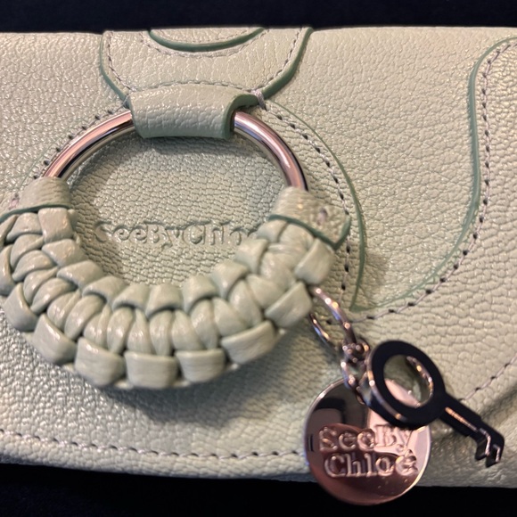 See By Chloé Hana Leather Trifold Wallet, Blowy Blue (mint green) NWT - Picture 4 of 11